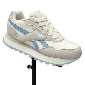Reebok Youth Girls Sneakers Size 1 Off White-Light Blue-Gray Classic Style Shoes